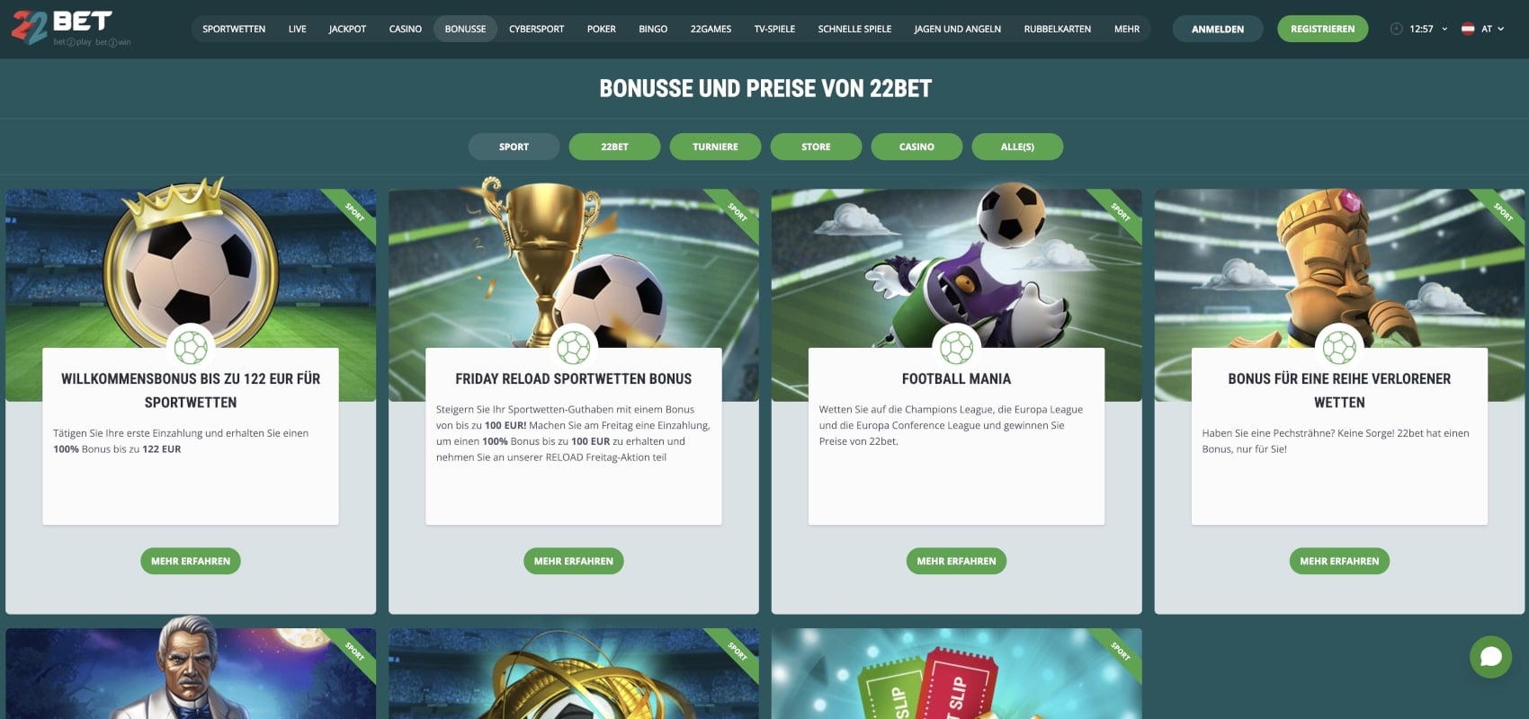 22Bet Aktionen