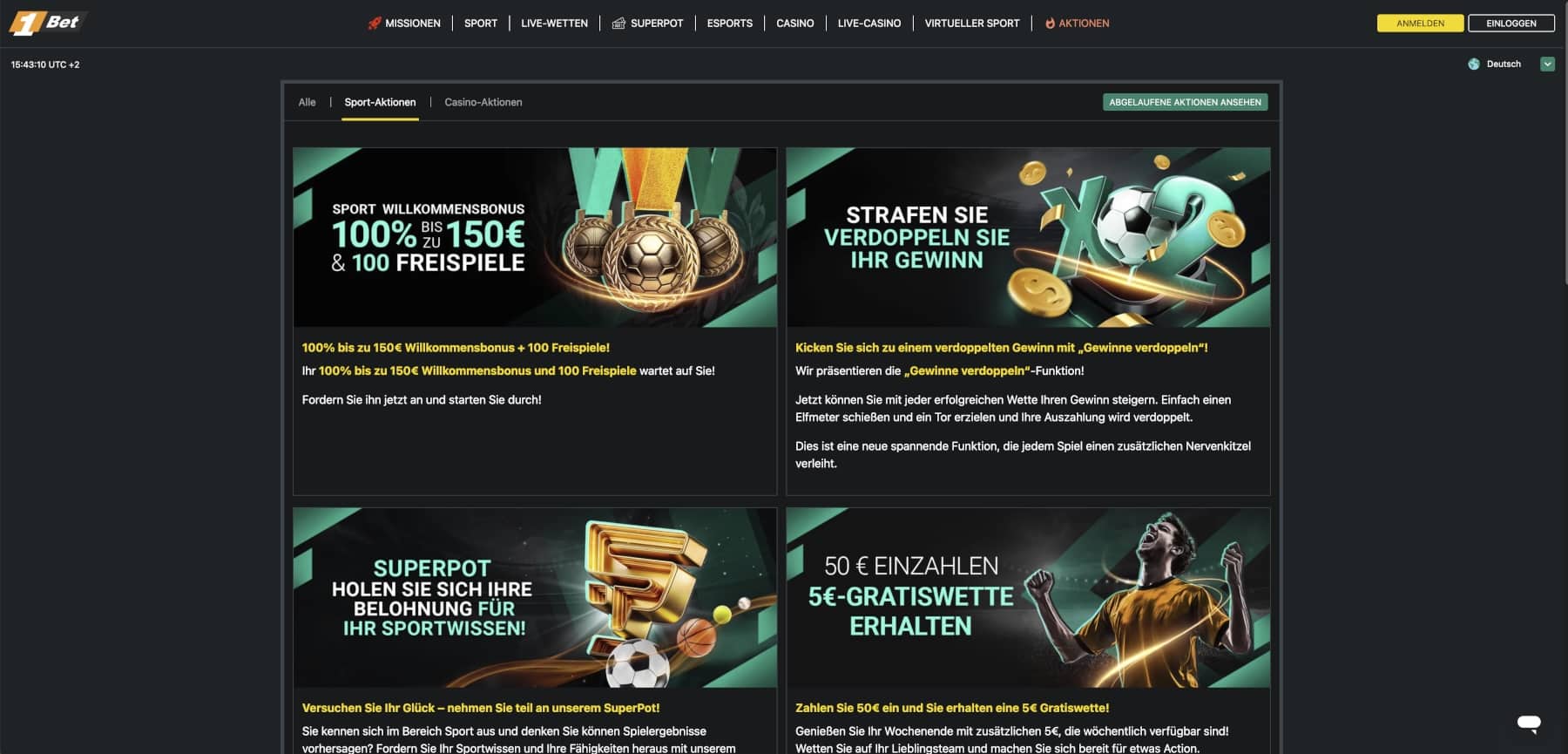1Bet Aktionen