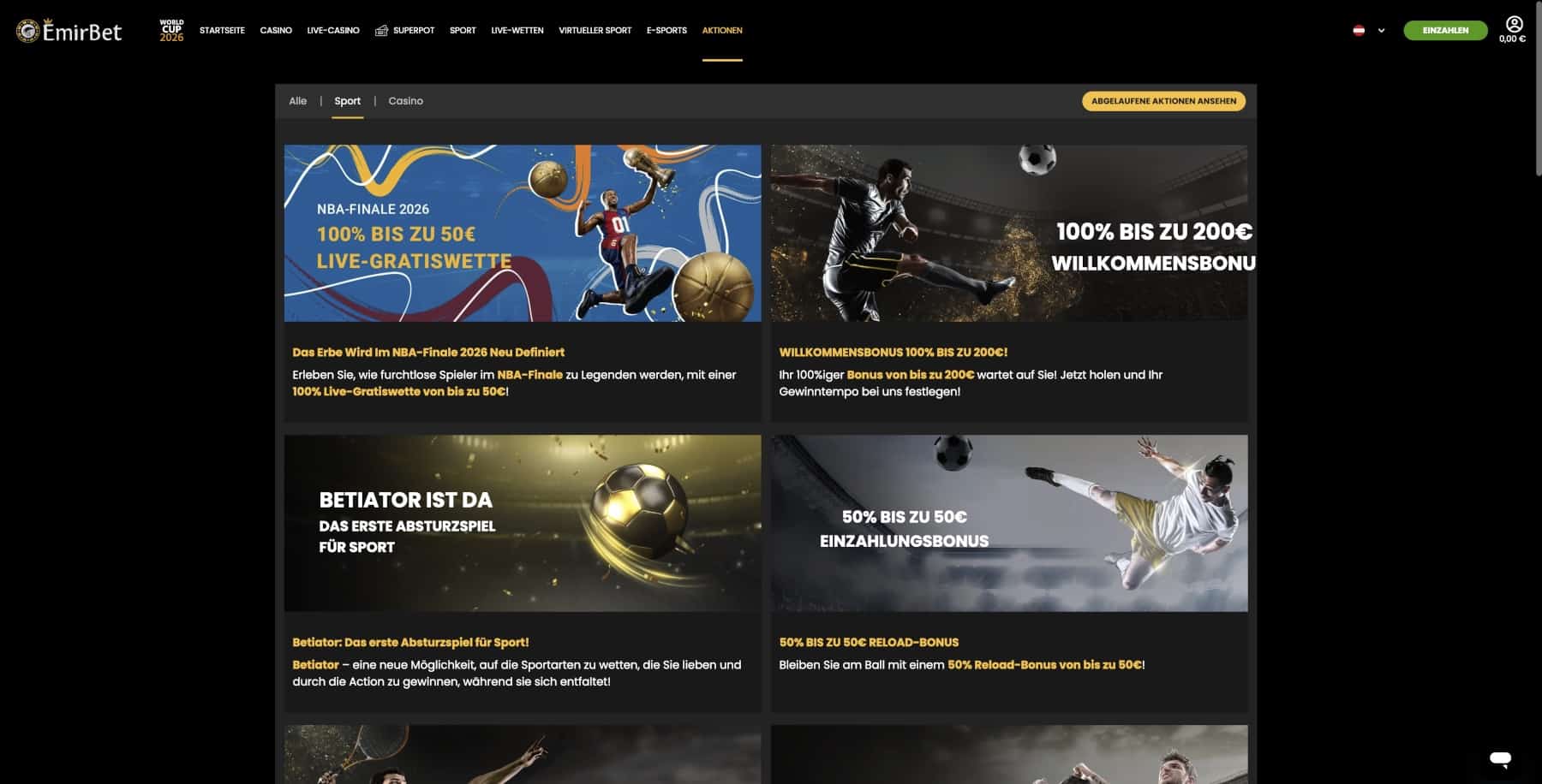 Emirbet Bonus Aktionen