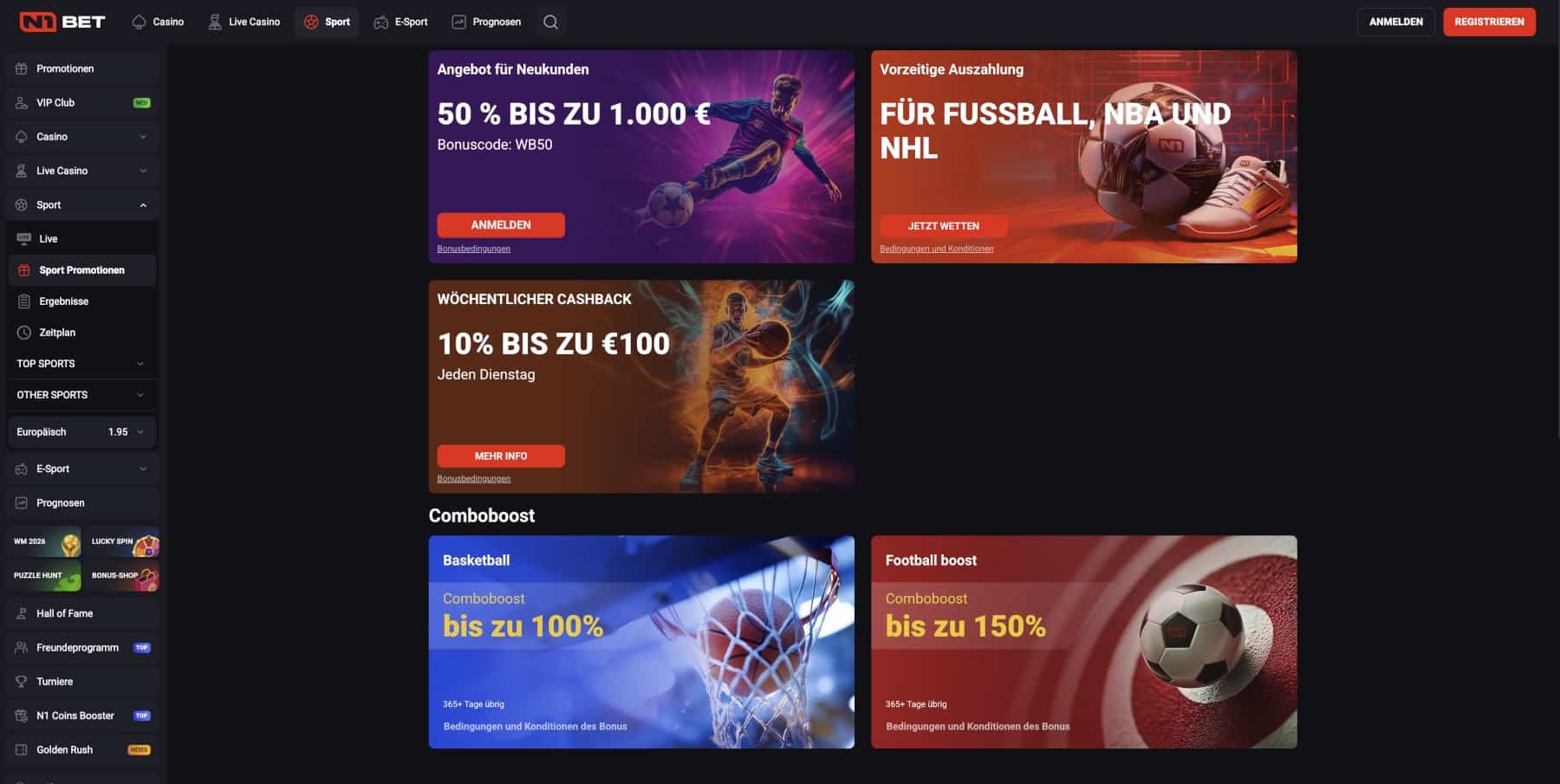 N1Bet Aktionen